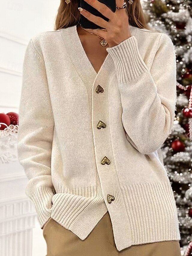 Vintage Loose Solid Colour Button Long Sleeve Summer Sweater Coat - Image 6