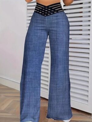 Vintage Loose Solid High Waist Full Length Chinos - Image 1