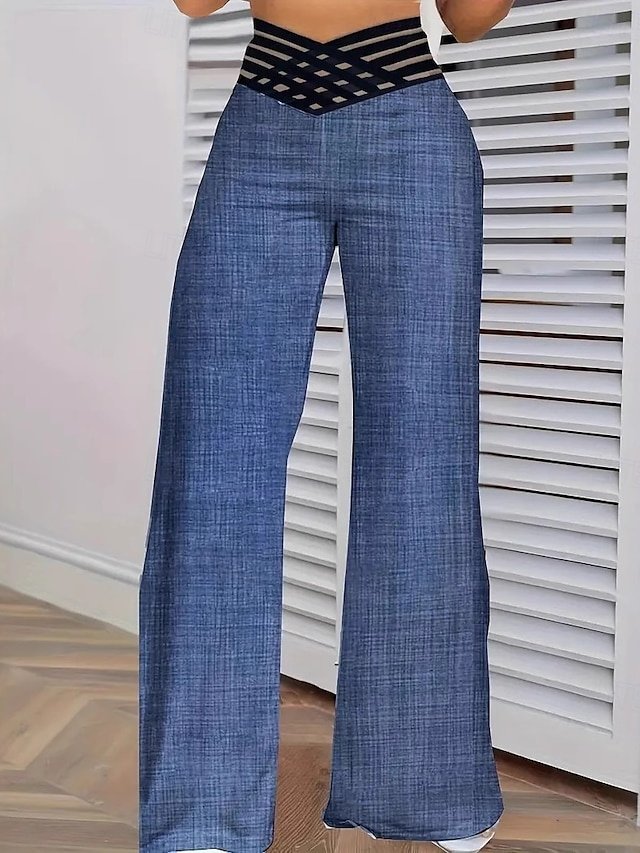 Vintage Loose Solid High Waist Full Length Chinos - Image 1