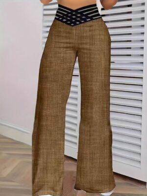 Vintage Loose Solid High Waist Full Length Chinos - Image 4