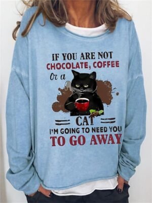 Vintage Oversized Cat Print Round Neck Long Sleeve Sweatshirt - Image 6