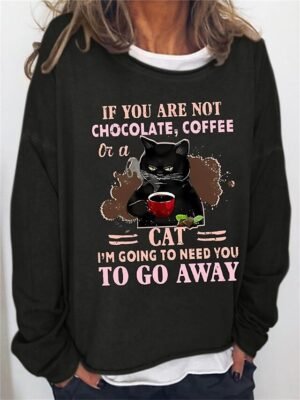 Vintage Oversized Cat Print Round Neck Long Sleeve Sweatshirt - Image 7