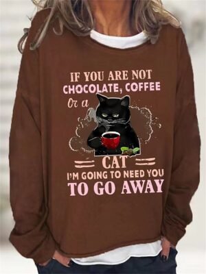 Vintage Oversized Cat Print Round Neck Long Sleeve Sweatshirt - Image 8
