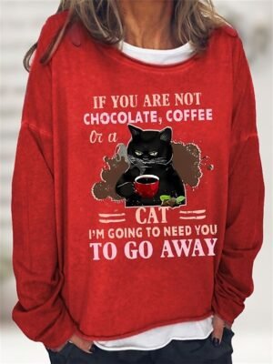 Vintage Oversized Cat Print Round Neck Long Sleeve Sweatshirt - Image 9