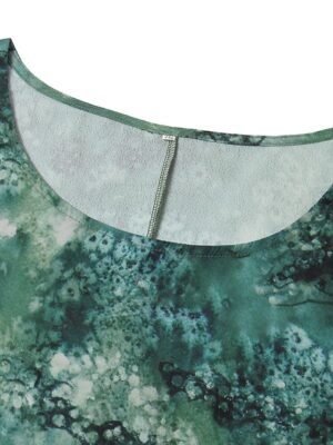 Vintage Plus Size Floral Crew Neck Dolman Short Sleeve Regular Blouse - Image 7