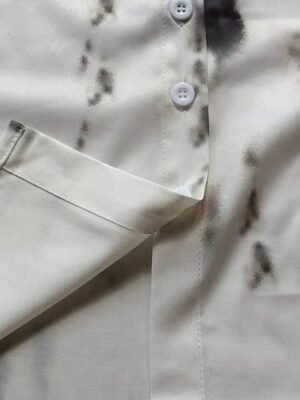 Vintage Plus Size Graphic Standing Collar Long Sleeve Long Blouse - Image 13