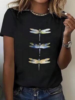 Vintage Regular Animal Graphic V Neck Long Sleeve Tunic Tops - Image 19
