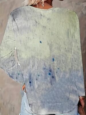 Vintage Regular Animal Graphic V Neck Long Sleeve Tunic Tops - Image 3