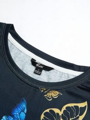 Vintage Regular Butterfly Print Round Neck Long Sleeve Top - Image 11