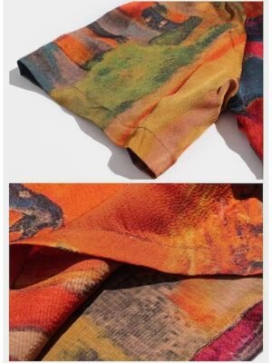 Vintage Regular Fit Abstract Ombre Crew Neck Short Sleeve Maxi Dress - Image 2