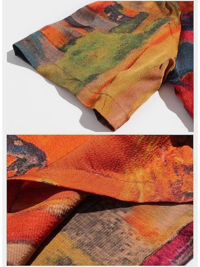 Vintage Regular Fit Abstract Ombre Crew Neck Short Sleeve Maxi Dress - Image 2