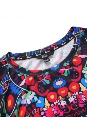 Vintage Regular Fit Floral Crew Neck Short Sleeve Maxi Dress - Image 6