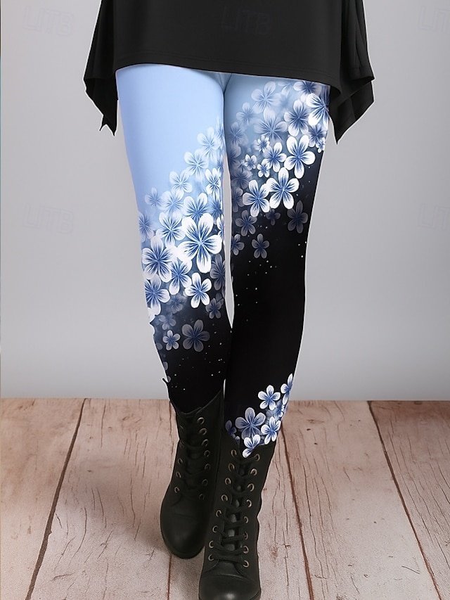 Vintage Regular Fit Floral High Waist Ankle-Length Leggings - Image 2