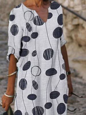 Vintage Regular Fit Floral V Neck Half Sleeve Mini Dress - Image 4