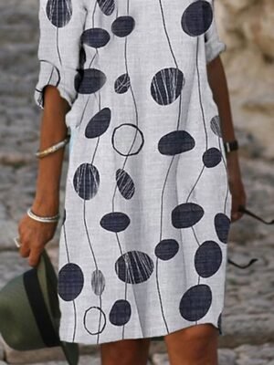 Vintage Regular Fit Floral V Neck Half Sleeve Mini Dress - Image 5