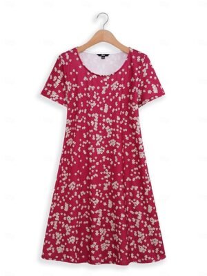 Vintage Regular Fit Geometric Crew Neck Short Sleeve Mini Dress - Image 43