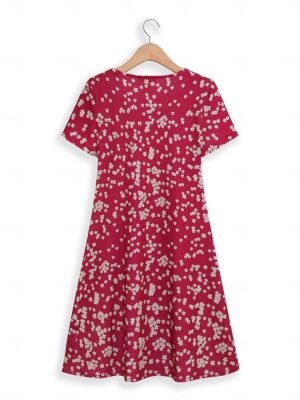 Vintage Regular Fit Geometric Crew Neck Short Sleeve Mini Dress - Image 44