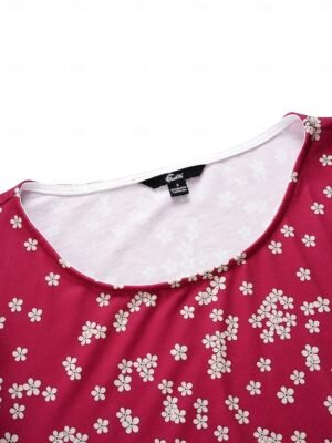 Vintage Regular Fit Geometric Crew Neck Short Sleeve Mini Dress - Image 45