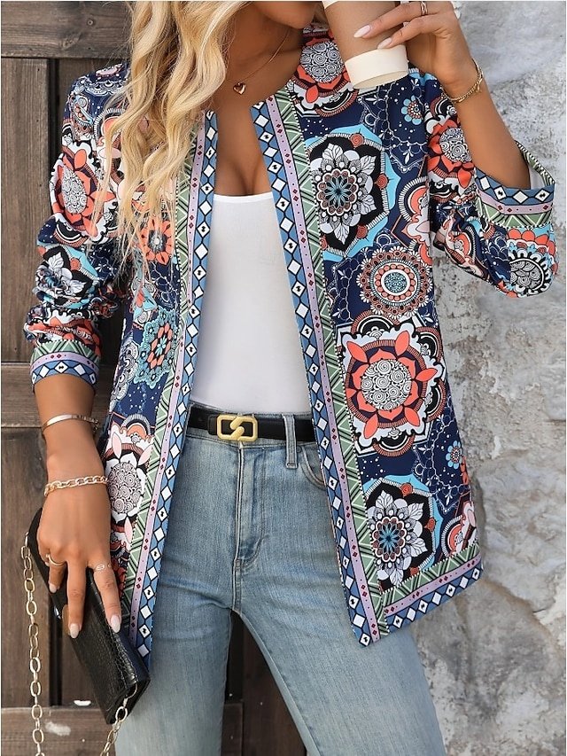 Vintage Regular Fit Geometric Crewneck Long Sleeve Jacket - Image 1