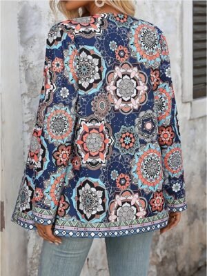 Vintage Regular Fit Geometric Crewneck Long Sleeve Jacket - Image 5