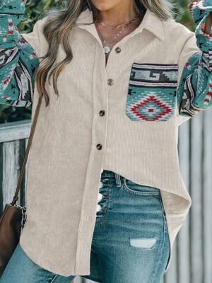 Vintage Regular Fit Geometric Long Sleeve Ethnic Jacket - Image 5