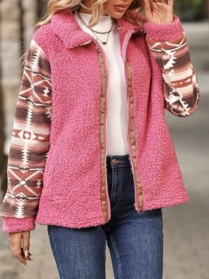 Vintage Regular Fit Geometric Turndown Long Sleeve Jacket - Image 4