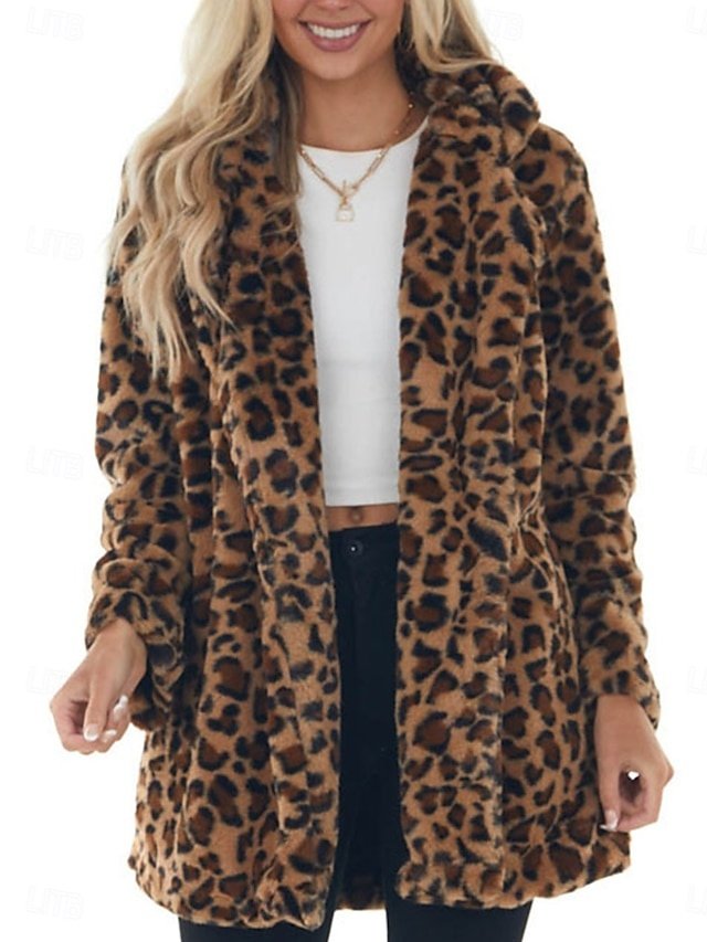 Vintage Regular Fit Leopard Turndown Long Sleeve Coat - Image 1