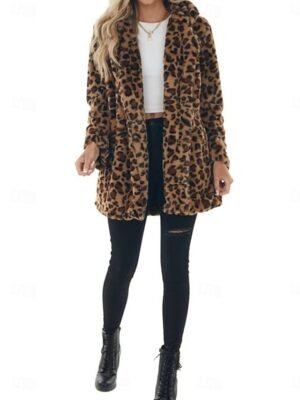 Vintage Regular Fit Leopard Turndown Long Sleeve Coat - Image 3