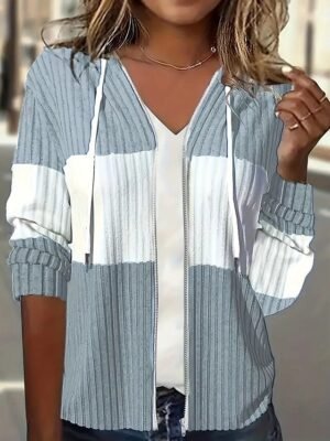 Vintage Regular Fit Patchwork Hooded Long Sleeve Jacket - Image 6