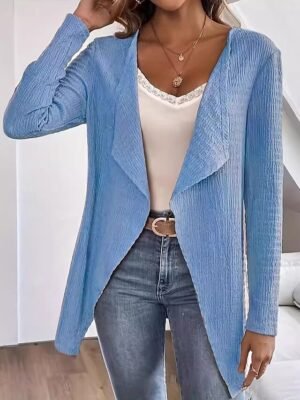 Vintage Regular Fit Solid Colour Ruffle Windproof Long Sleeve Jacket - Image 4