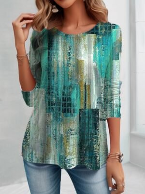 Vintage Regular Graphic Round Neck Long Sleeve Top - Image 5