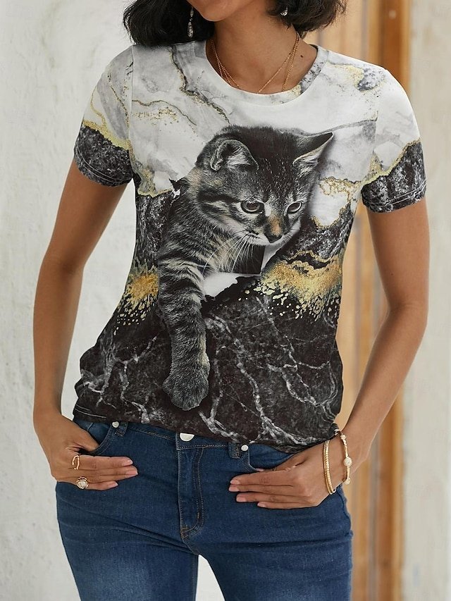 Vintage Regular Graphic Round Neck Short Sleeve T-shirt - Image 1