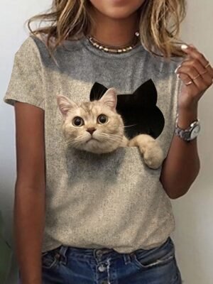 Vintage Regular Graphic Round Neck Short Sleeve T-shirt - Image 7