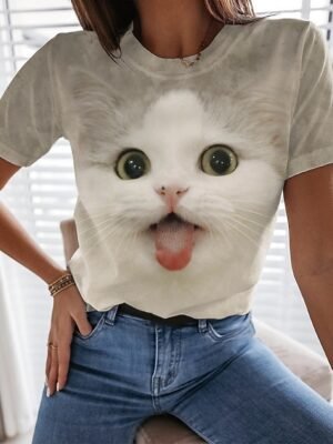 Vintage Regular Graphic Round Neck Short Sleeve T-shirt - Image 8