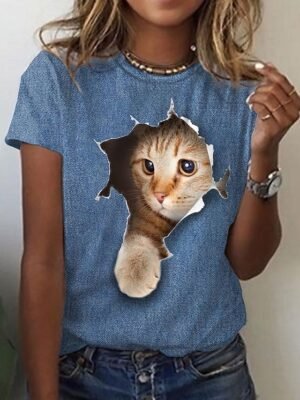 Vintage Regular Graphic Round Neck Short Sleeve T-shirt - Image 9
