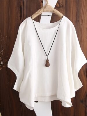 Vintage Regular Plain Crewneck Half Sleeve Top - Image 1