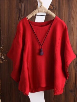 Vintage Regular Plain Crewneck Half Sleeve Top - Image 5