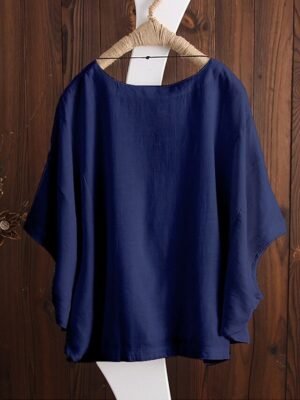 Vintage Regular Plain Crewneck Half Sleeve Top - Image 8