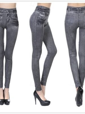 Vintage Skinny 3D Print High Waist Full Length Leggings - Image 5