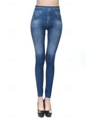 Vintage Skinny 3D Print High Waist Full Length Leggings - Image 8