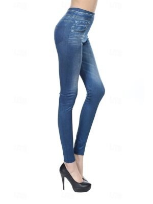 Vintage Skinny 3D Print High Waist Full Length Leggings - Image 9