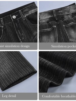 Vintage Slim Fit 3D Print High Waist Calf-Length Chinos - Image 7