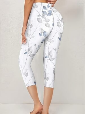 Vintage Slim Fit 3D Print High Waist Capri Leggings - Image 9