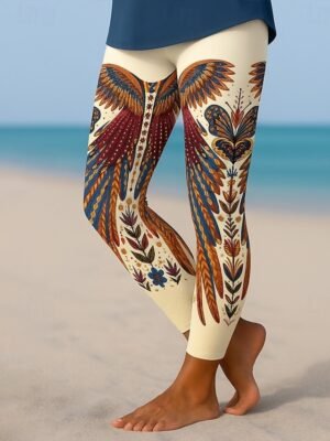 Vintage Slim Fit Floral High Waist Ankle-Length Leggings - Image 6