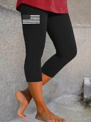Vintage Slim Fit Graphic High Waist Calf-Length Leggings - Image 2