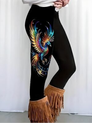 Vintage Slim Fit Graphic High Waist Full Length Leggings - Image 4