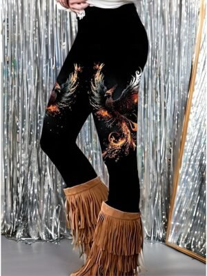 Vintage Slim Fit Graphic High Waist Full Length Leggings - Image 8
