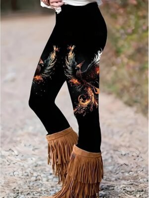 Vintage Slim Fit Graphic High Waist Full Length Leggings - Image 9
