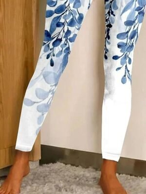 Vintage Slim Floral Graphic High Waist Full Length Leggings - Image 3