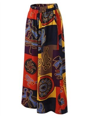 Vintage Wide Leg Graphic High Waist Full Length Trousers - Image 2